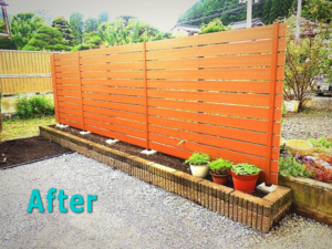 【施工後】周りの視線を気にせず庭いじりが出来る目隠しフェンス
