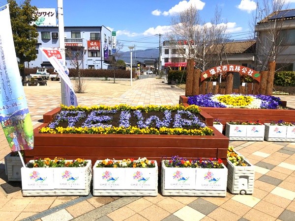 信州花フェスタ２０１９の塩尻駅花壇完成！