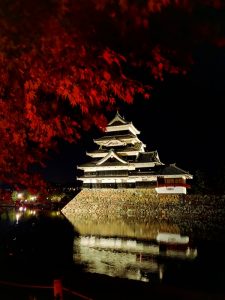 日本最古の国宝夜の松本城🏯紅葉とライトアップ　松本城の紅葉が始まりました